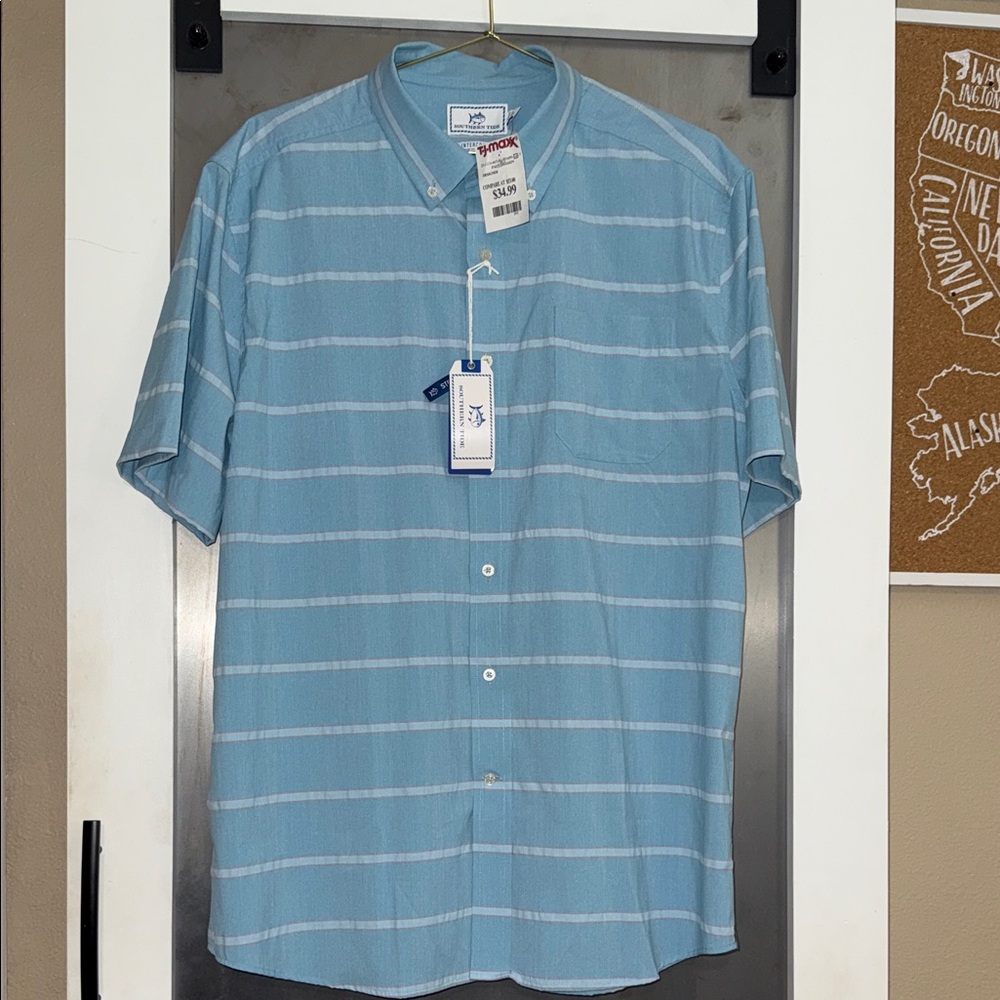 Southern TideMen's Light Blue Striped Button Down Shirt